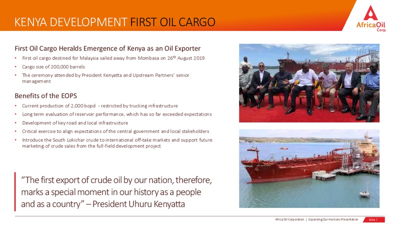 September 2019 Corporate Presentation – Africa Oil Corp. – slide 7