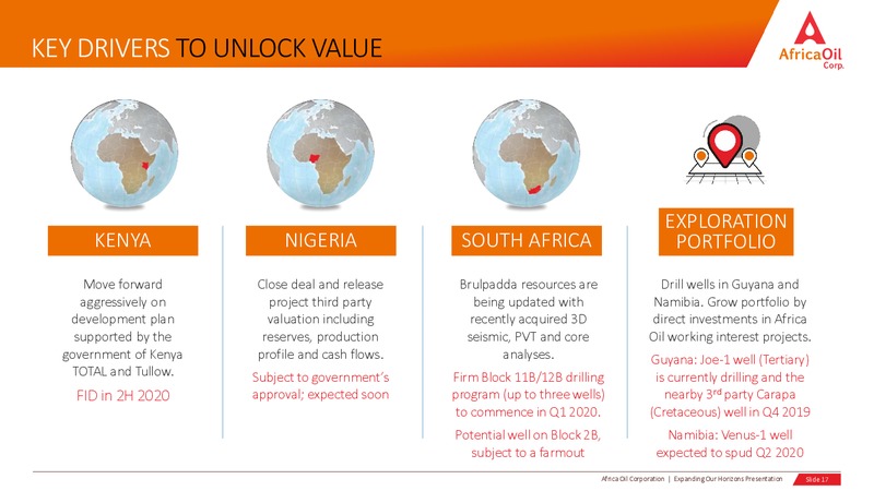 September 2019 Corporate Presentation – Africa Oil Corp. – slide 17
