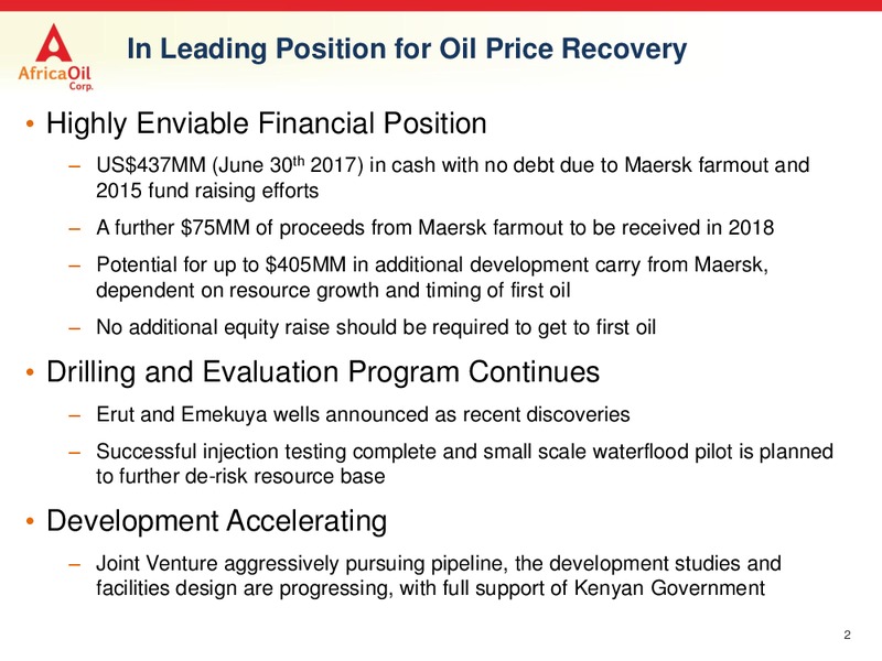 October 2017 Corporate Presentation – Africa Oil Corp. – slide 2