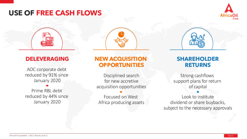 Third Quarter 2021 Results – Africa Oil Corp. – slide 9