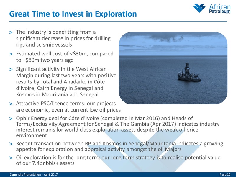 April 2017 Corporate Presentation – African Petroleum – slide 9