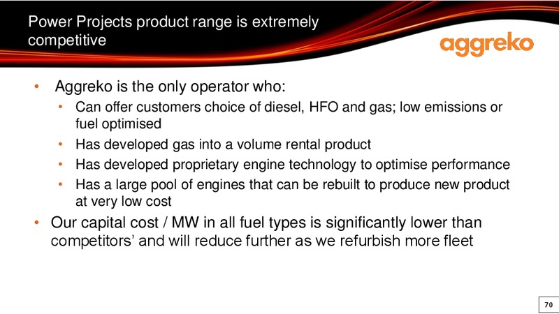 2012 EARNINGS CALL – Aggreko Plc – slide 70