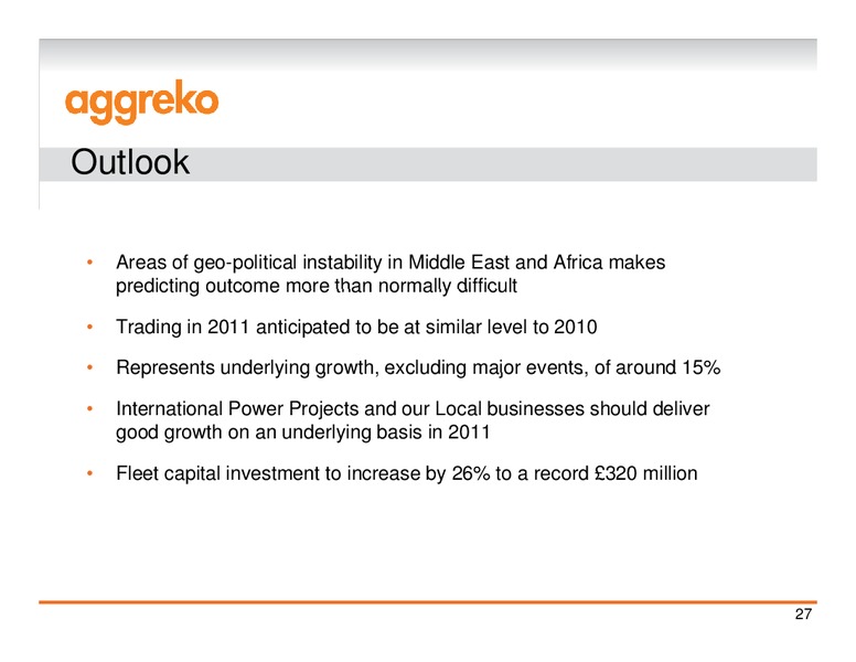 Q4 2010 RESULTS – Aggreko Plc – slide 27