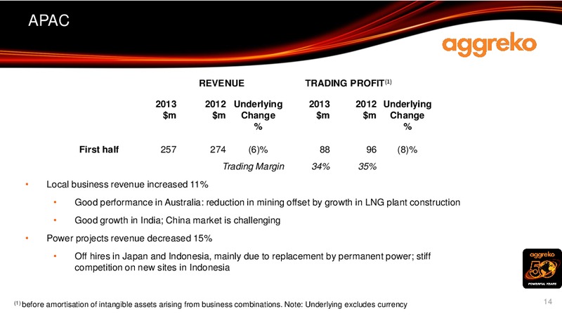 H1 2013 EARNINGS CALL – Aggreko Plc – slide 14