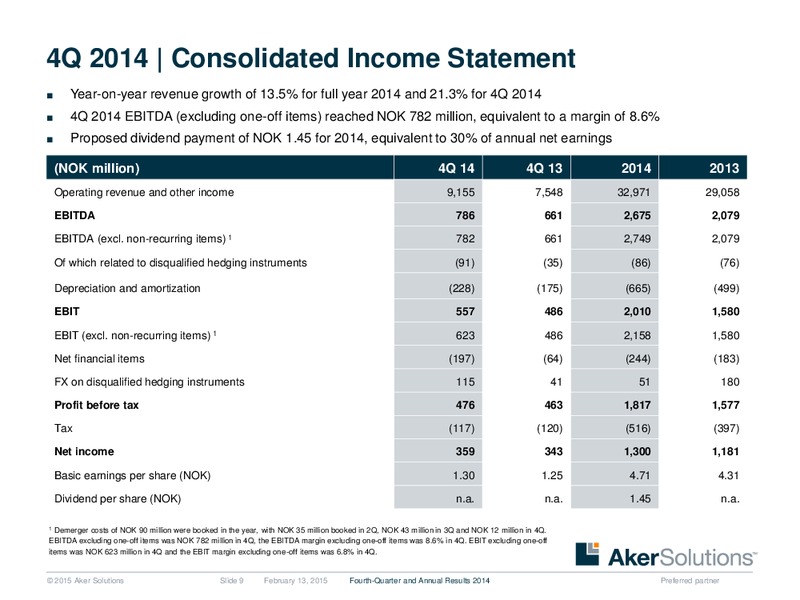 Q4 2014 Earnings Call – Aker Solutions – slide 9