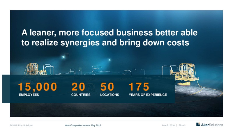 June 2016 Investor Day Presentation – Aker Solutions – slide 2