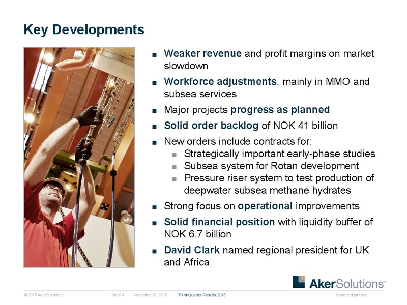 3Q 2015 Earnings Review – Aker Solutions – slide 3