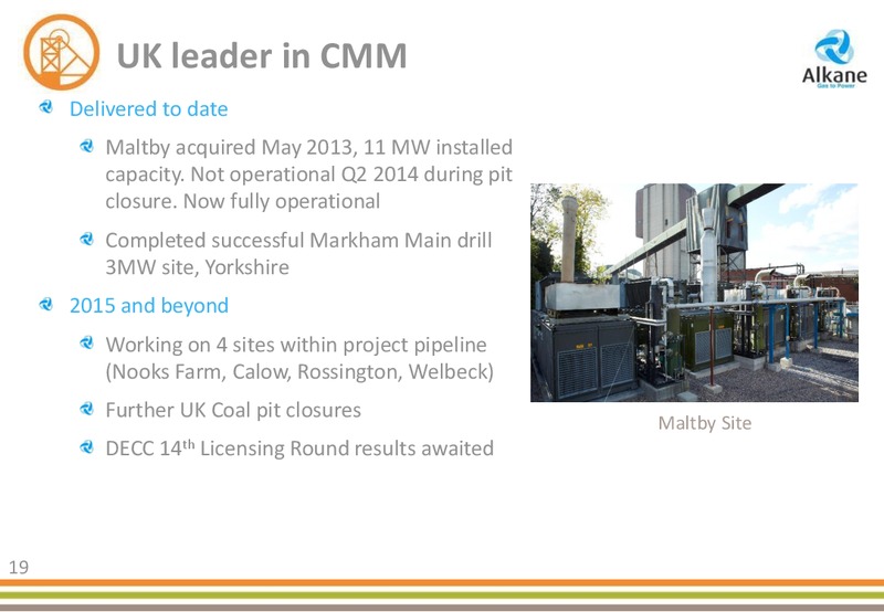 2014 PRELIMINARY RESULTS – Alkane Energy Plc – slide 19