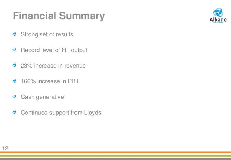 September 2015 Investor Presentation – Alkane Energy Plc – slide 12