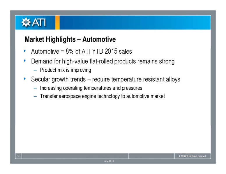 Q2 2015 CONFERENCE CALL – Allegheny Technologies – slide 12