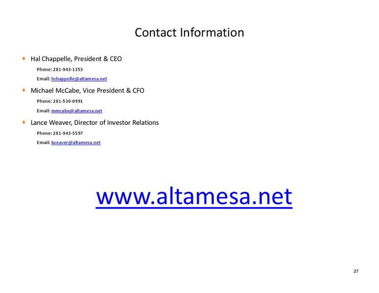 Pritchard Capital Energize – Alta Mesa Holdings, Lp – slide 26