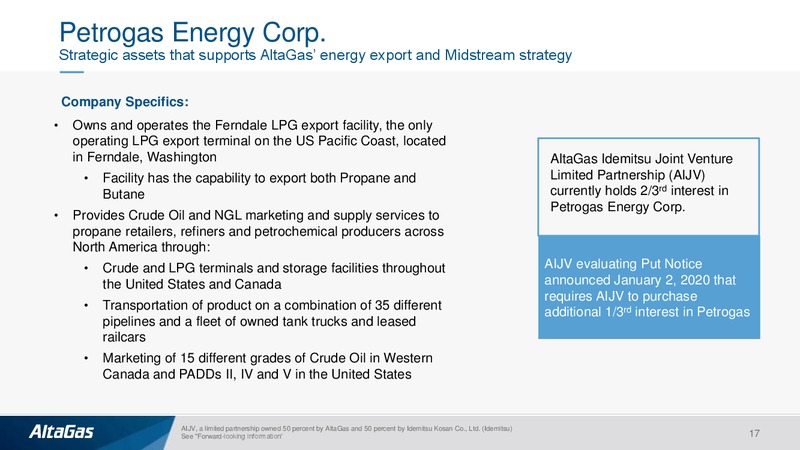 TD Securities London Energy Conference – Altagas Limited – slide 16