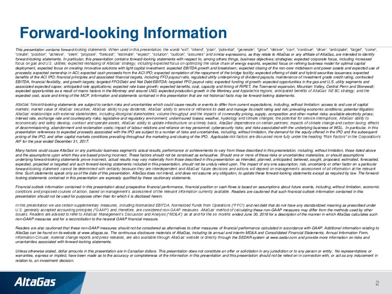 September 2018 Investor Presentation – Altagas Limited – slide 2