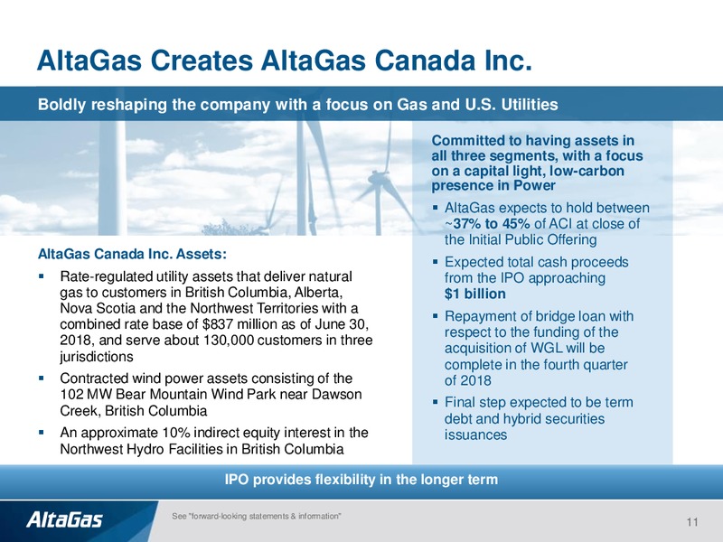 September 2018 Investor Presentation – Altagas Limited – slide 11