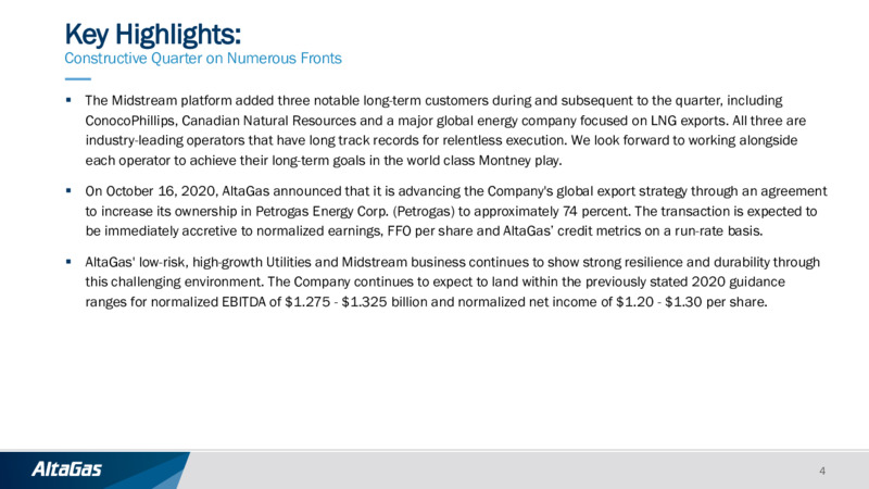Q3 2020 Earnings Presentation – Altagas Limited – slide 3