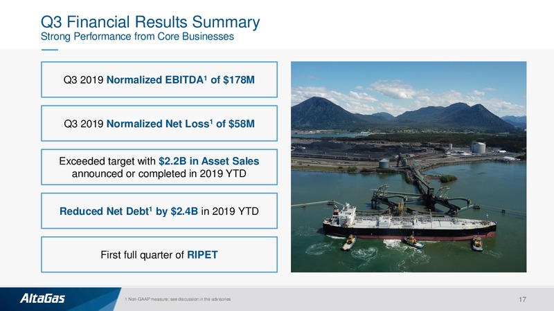 3Q 2019 Earnings Presentation – Altagas Limited – slide 16