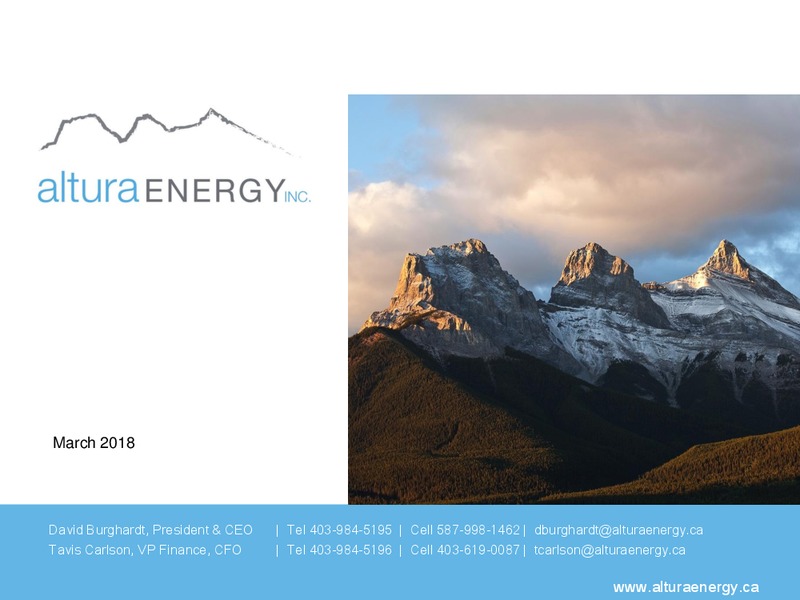 March 2018 Investor Presentation – Altura Energy Inc. – slide 1