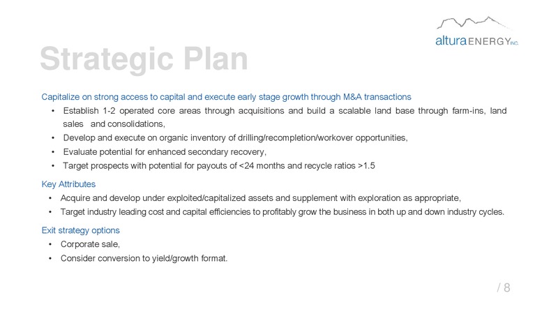 Investor Presentation September 2015 – Altura Energy Inc. – slide 9