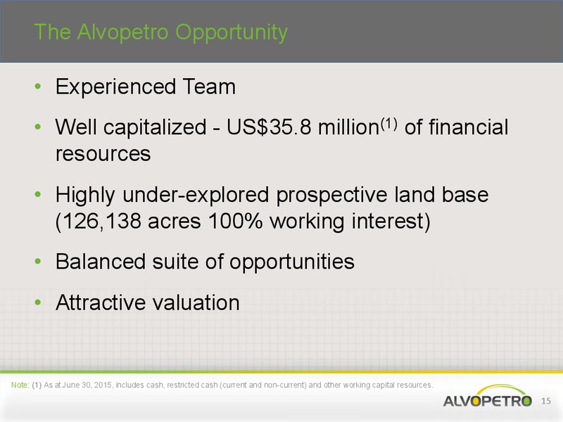 August 2015 Investor Presentation – Alvopetro Energy Ltd. – slide 14