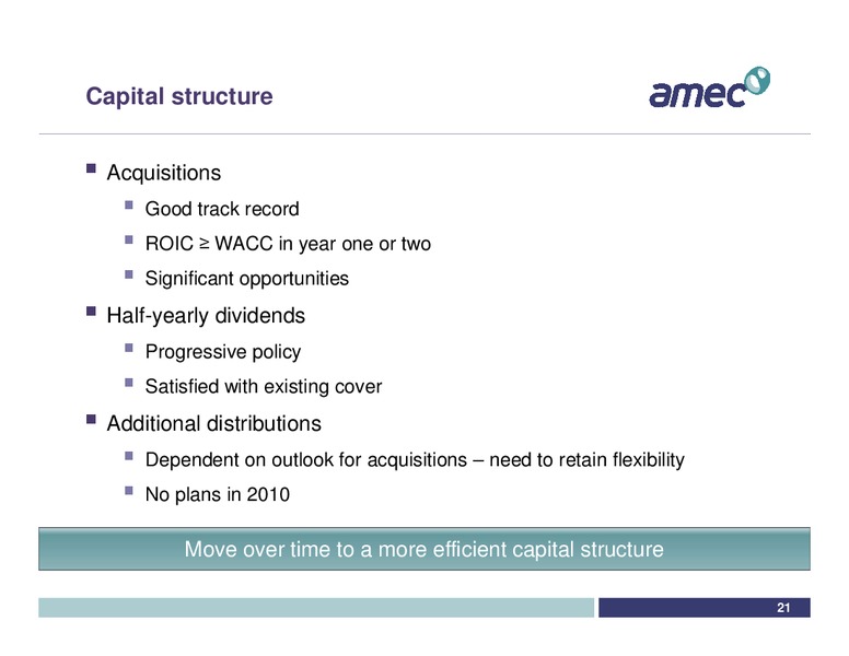 H1 2010 EARNINGS CALL – Amec Plc – slide 21