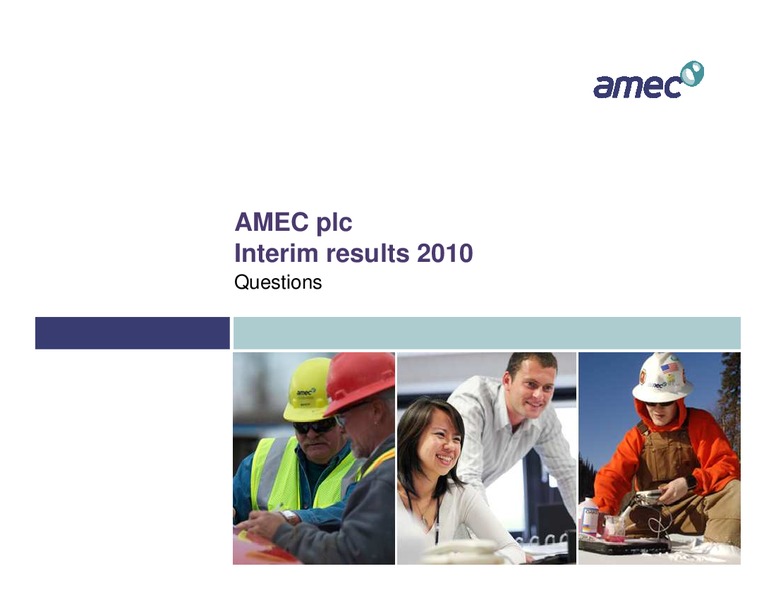 H1 2010 EARNINGS CALL – Amec Plc – slide 35