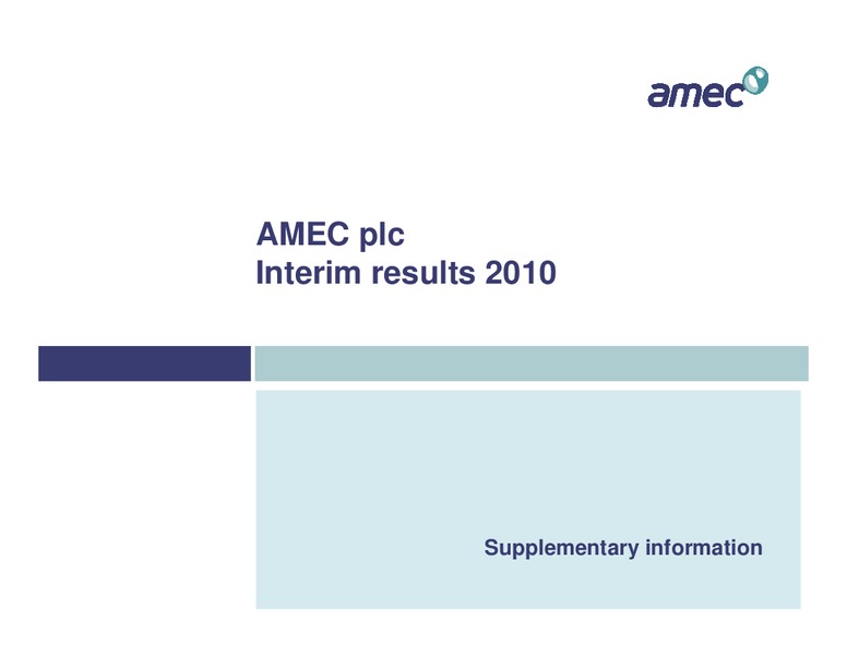 H1 2010 EARNINGS CALL – Amec Plc – slide 36