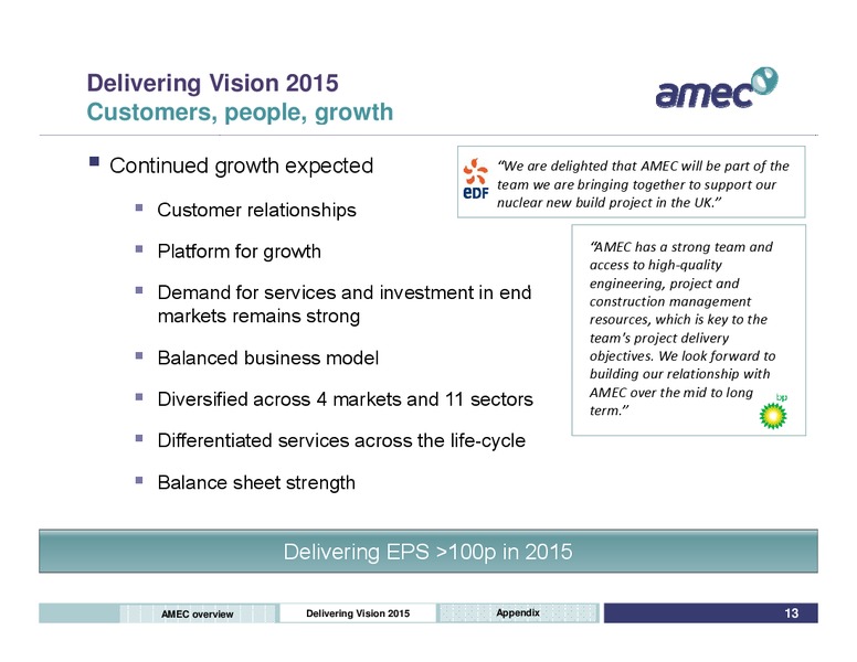 SEPTEMBER 2011 INVESTOR PRESENTATION – Amec Plc – slide 13