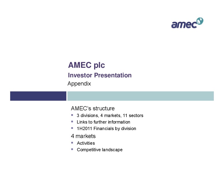 SEPTEMBER 2011 INVESTOR PRESENTATION – Amec Plc – slide 14