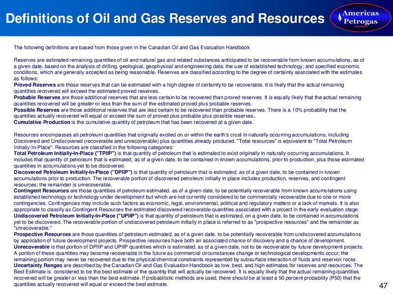 Annual General Meeting Presentation – Americas Petrogas – slide 43