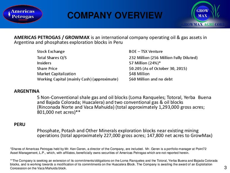 November 2015 Corporate Presentation – Americas Petrogas – slide 2