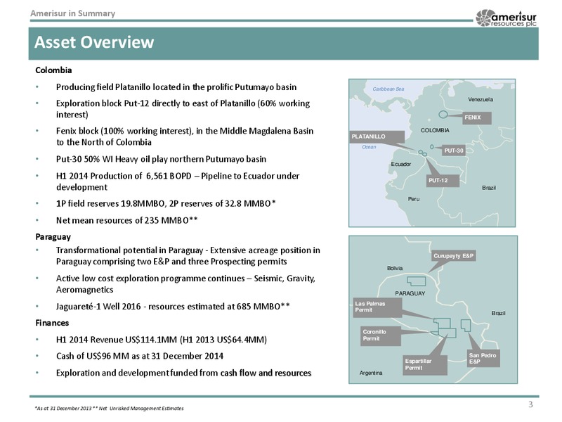 Corporate Presentation – Amerisur Resources Plc – slide 2