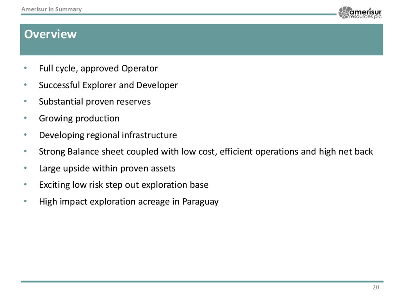 Corporate Presentation – Amerisur Resources Plc – slide 19