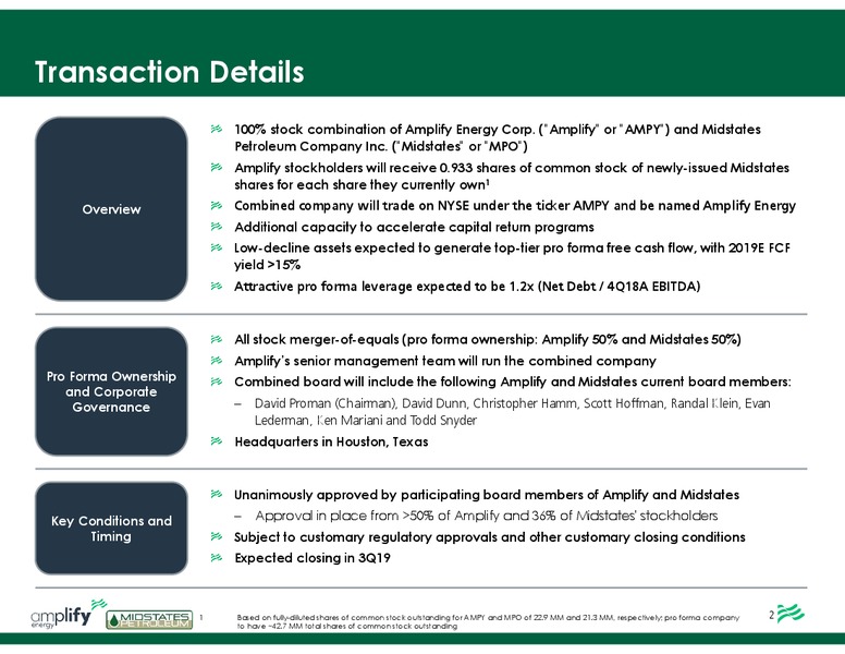 Merger with Midstates Petroleum – Amplify Energy Corp. – slide 3