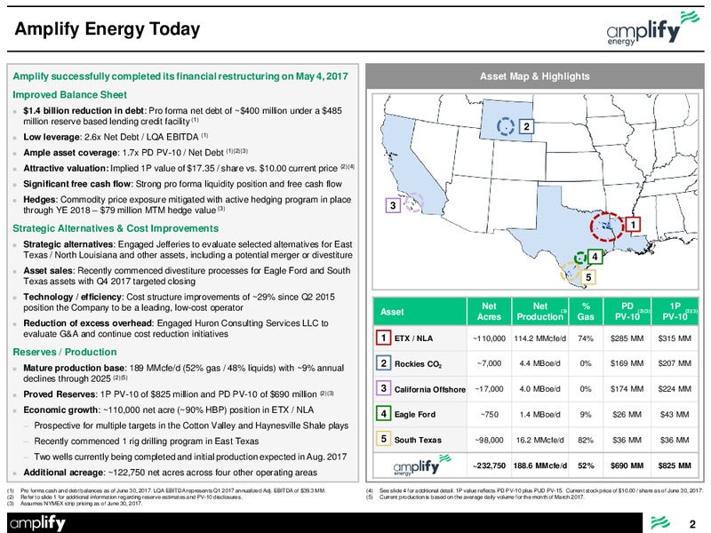 July 2017 Emergence Presentation – Amplify Energy Corp. – slide 2