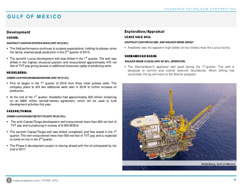 Q1 2016 Operations Report – Anadarko Petroleum Corp – slide 9