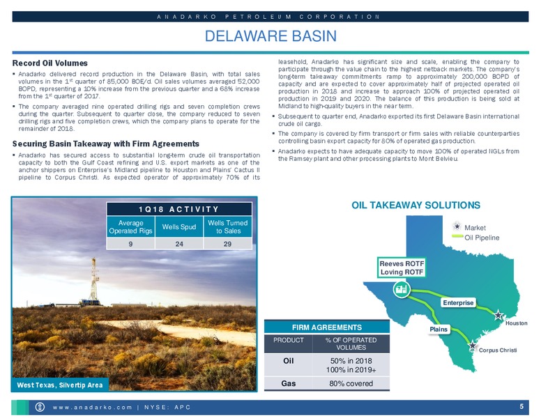 1Q 2018 Operations Report – Anadarko Petroleum Corp – slide 4