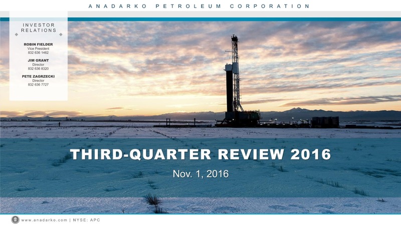 Q3 2016 Review – Anadarko Petroleum Corp – slide 1