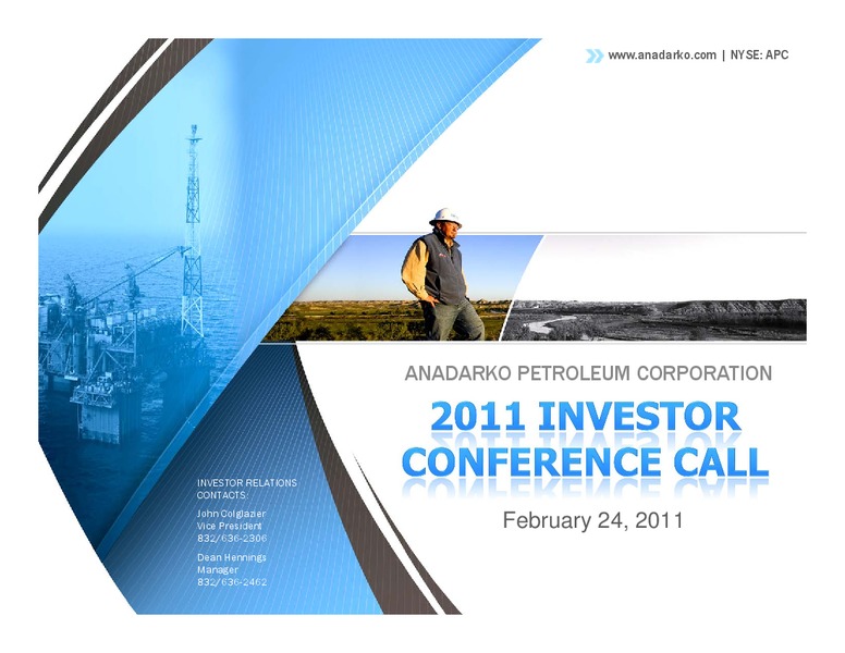 2011 Guidance Update Call – Anadarko Petroleum Corp – slide 1