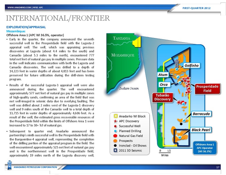 Q1 2012 EARNINGS CALL – Anadarko Petroleum Corp – slide 16