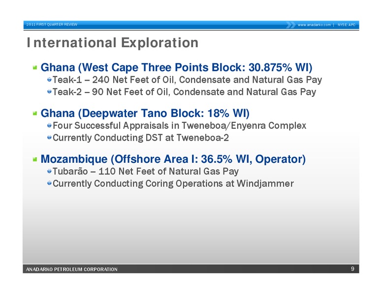 Q1 2011 Earnings Call – Anadarko Petroleum Corp – slide 8