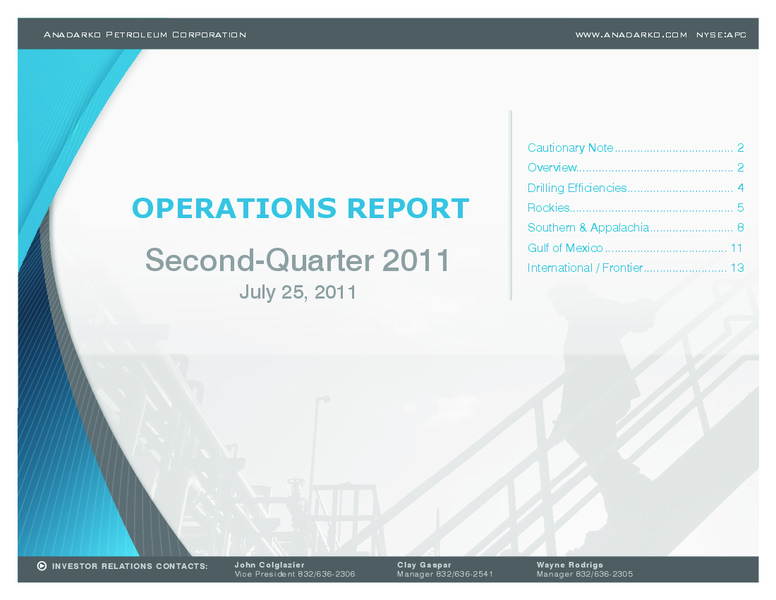 Q2 2011 Earnings Call – Anadarko Petroleum Corp – slide 1