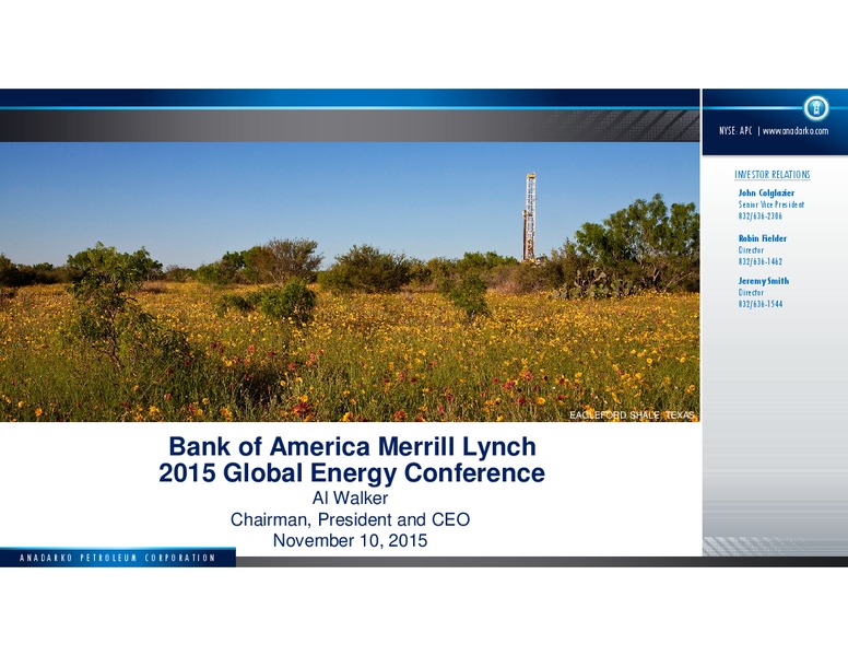 Bank of America Merrill Lynch 2015 Global Energy Conference – Anadarko Petroleum Corp – slide 1