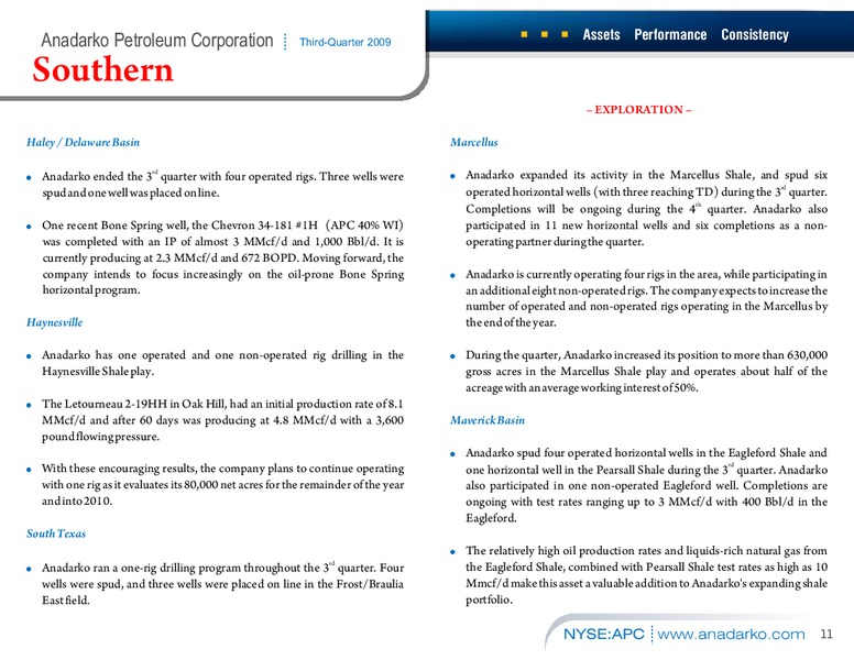 Q3 2009 Earnings Call – Anadarko Petroleum Corp – slide 10