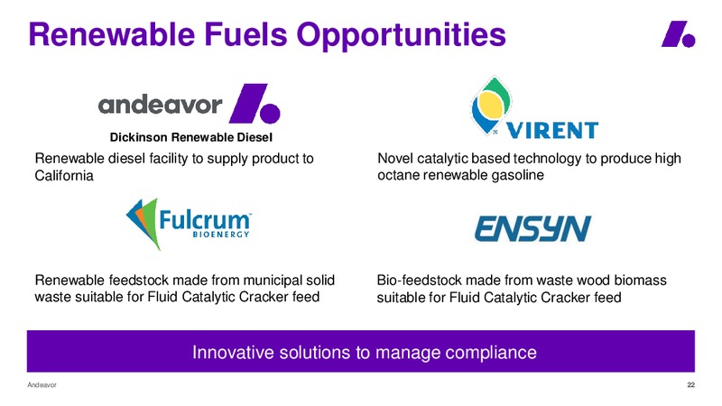 2018 Wolfe Research 4th Annual Refiners Conference – Andeavor – slide 22