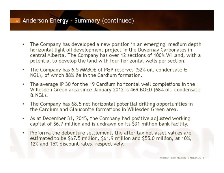 March 2016 Investor Presentation – Anderson Energy Inc – slide 18