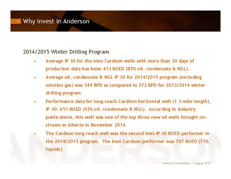 August 2015 Investor Presentation – Anderson Energy Inc – slide 5