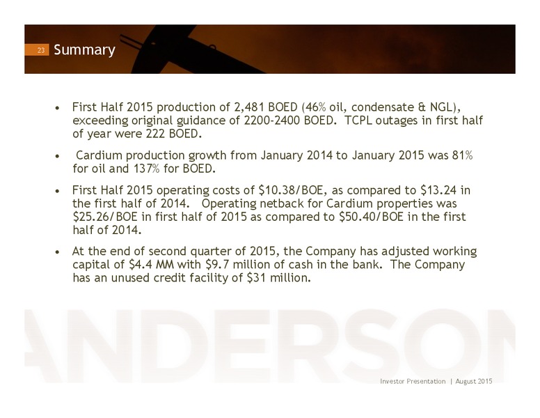 August 2015 Investor Presentation – Anderson Energy Inc – slide 22