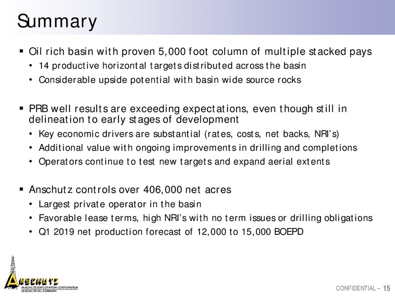 August 2018 Enercom Conference – Anschutz Exploration Corporation – slide 15