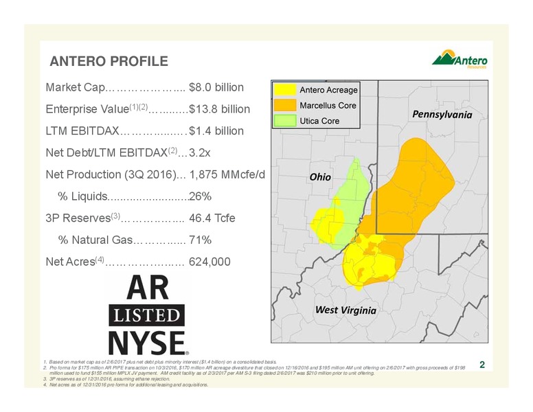 February 2017 Company Overview – Antero Resources – slide 2