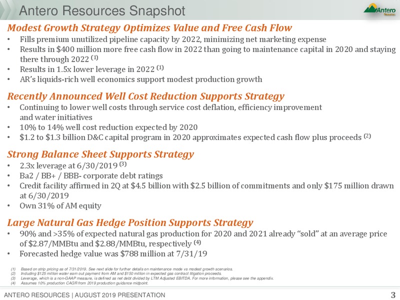 August 2019 Corporate Presentation – Antero Resources – slide 2